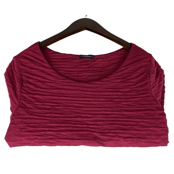 Cocomo Tunic Crinkle Textured Magenta 3/4 Sleeve Top Womens Blouse Boho Artsy - Picture 5 of 5